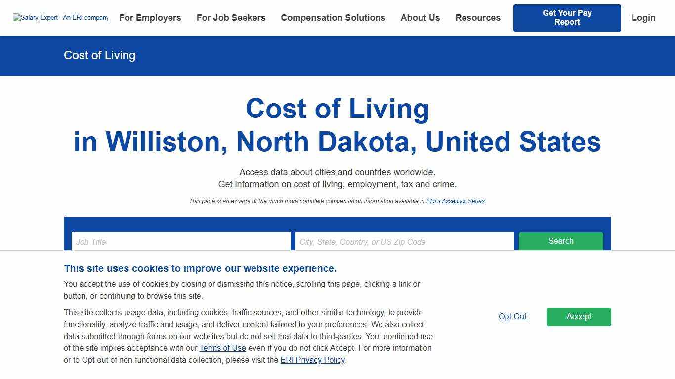 Cost of Living in Williston, North Dakota. Updated Jan 2026 - ERI SalaryExpert
